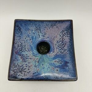 VTG 97 Blue Harald Eric Nordvold Pin Holder Vase Viking Pottery‎ Ikebana Signed